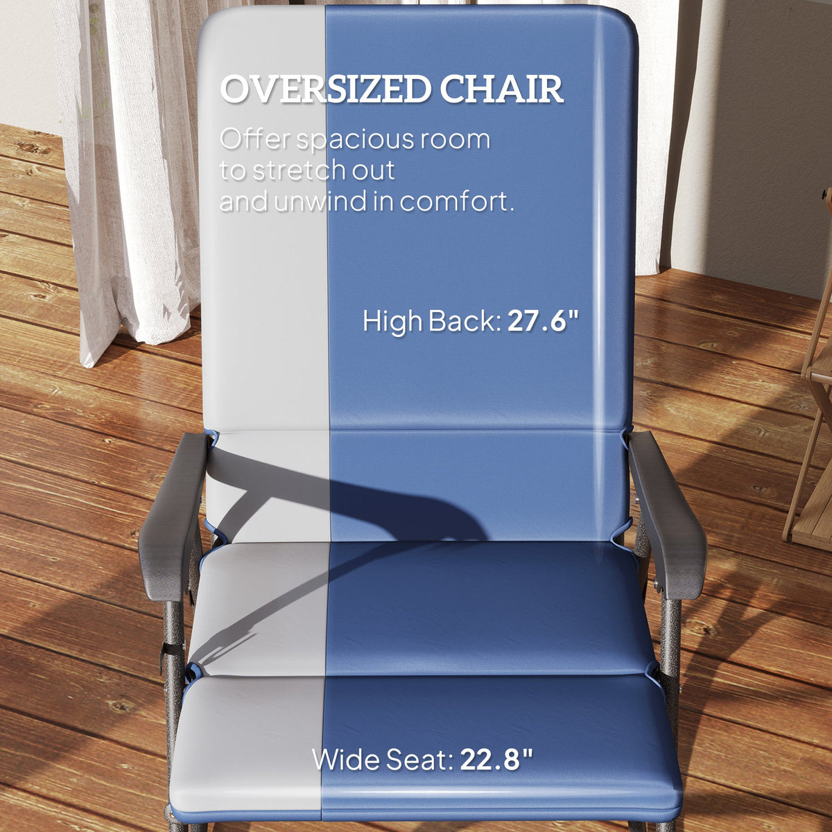 2-Piece Folding Outdoor Rocking Chairs, Dark Blue — product view 7