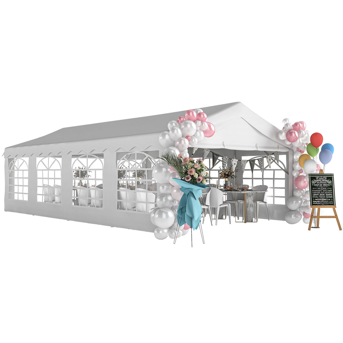 13' x 26' Heavy Duty Party Tent and Carport with Sidewalls, White — product view 1