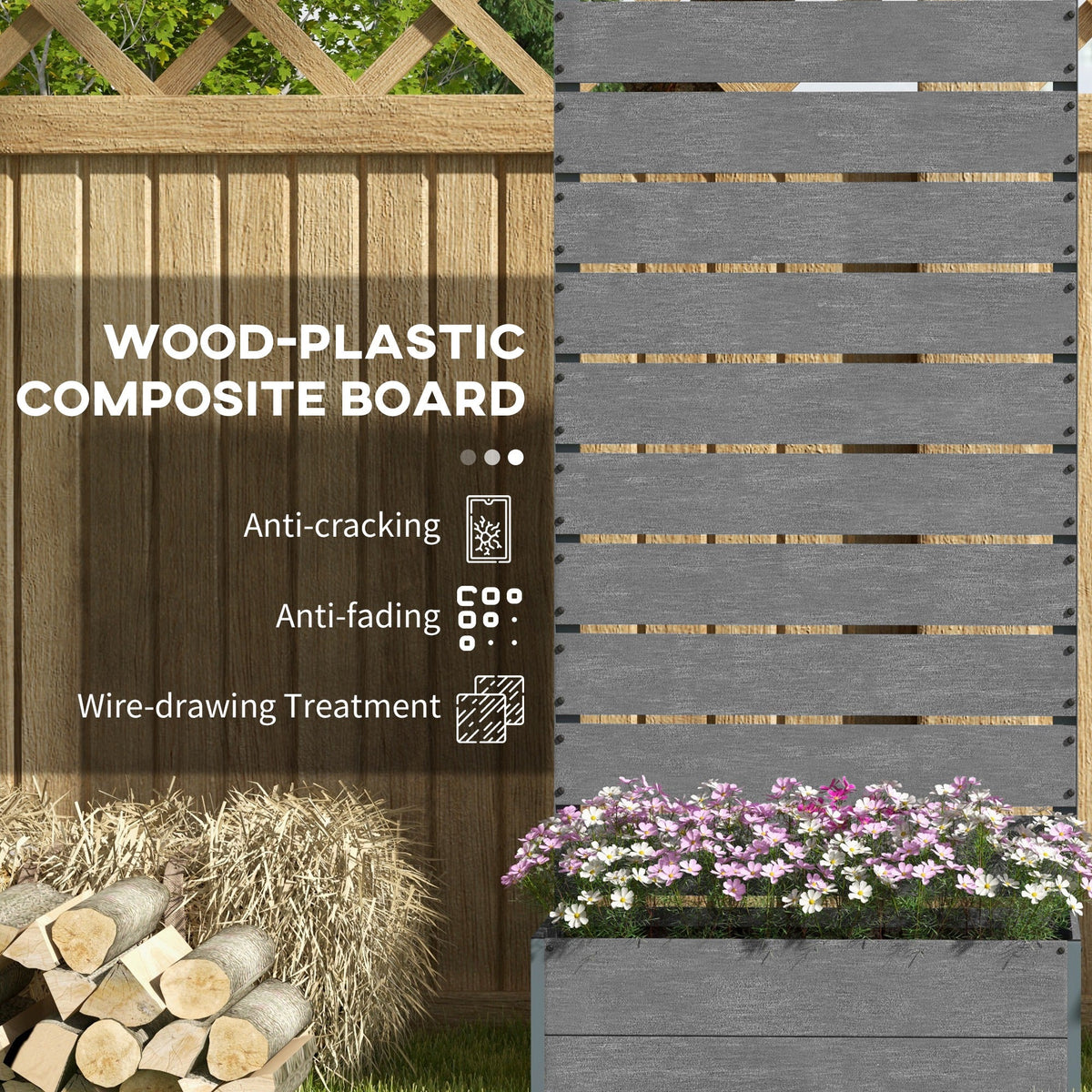 28" x 15" x 59" Raised Garden Bed with Trellis, Dark Grey — product view 7
