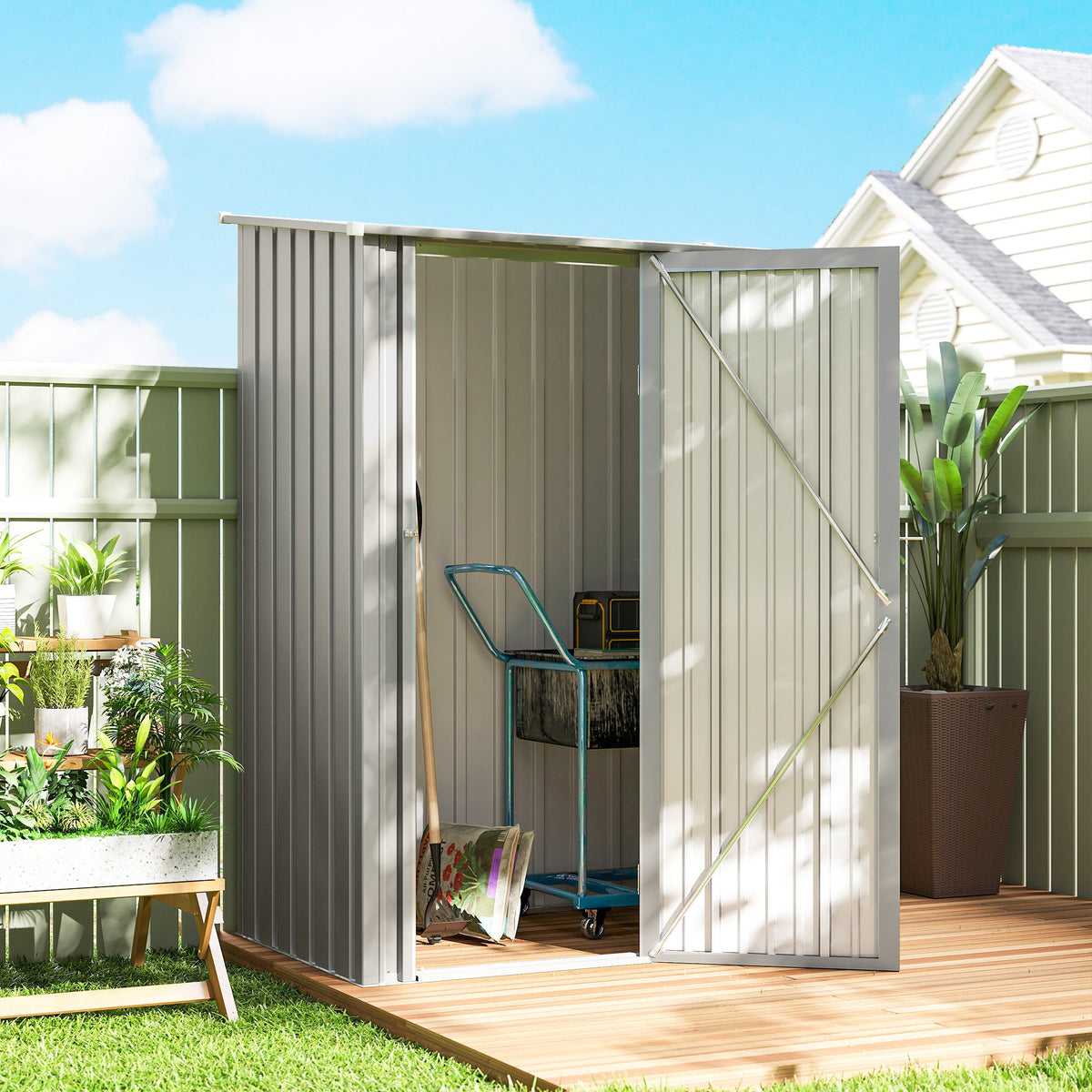 5ft x 3ft Garden Storage Shed with Sloped Roof and Lockable Door — product view 4