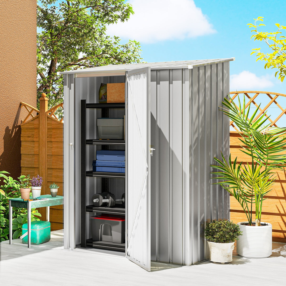 5ft x 3ft Garden Storage Shed with Sloped Roof and Lockable Door — product view 3