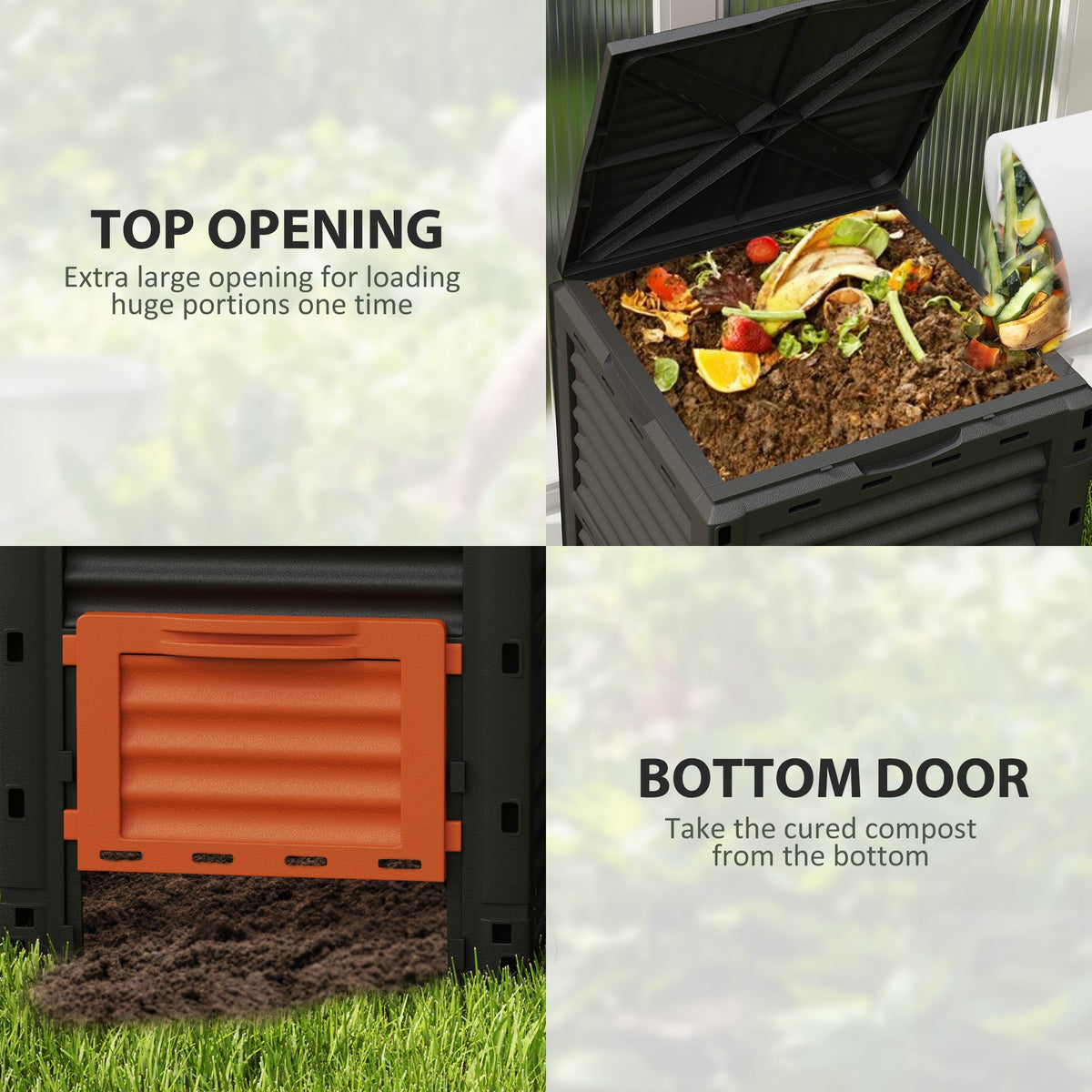 80 Gallon Garden Large Capacity Compost Bin, Orange — product view 6