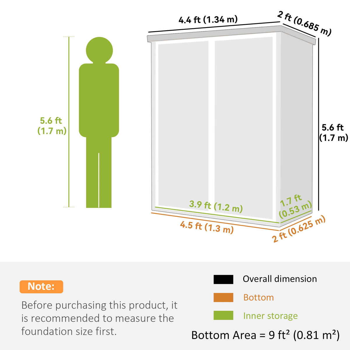 4.4' x 2.3' Plastic Garden Shed with Shelves and Floor, Distressed Grey — product view 5