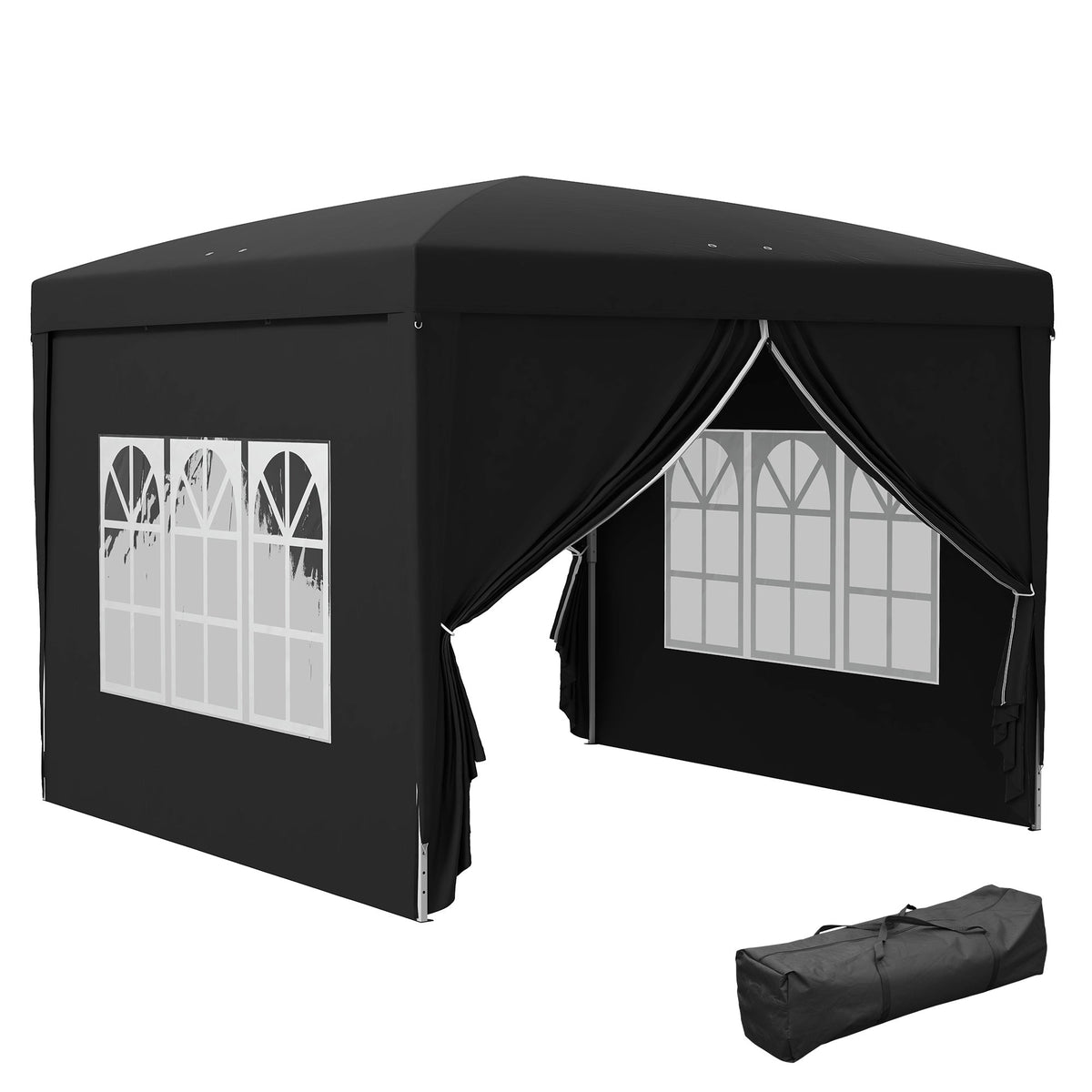 10' x 10' Pop-Up Party Tent Canopy with Carrying Bag for Outdoor Events, Black — product view 1