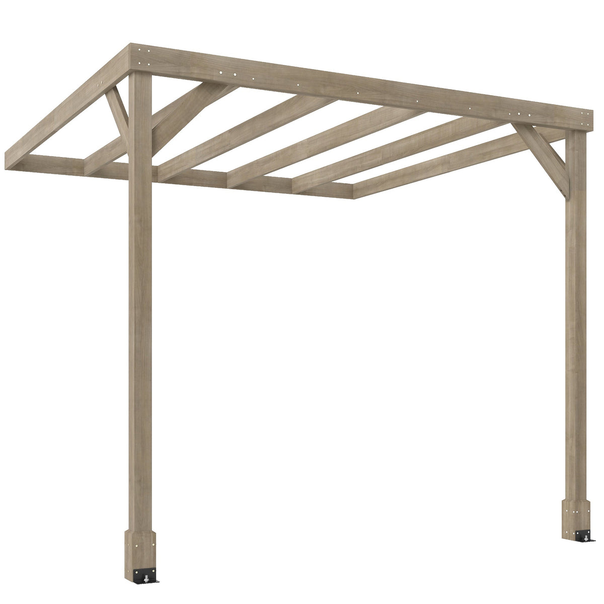 PerArbor 2.4 x 2.4m Lean-To Wooden Pergola Kit, Light Brown — product view 2