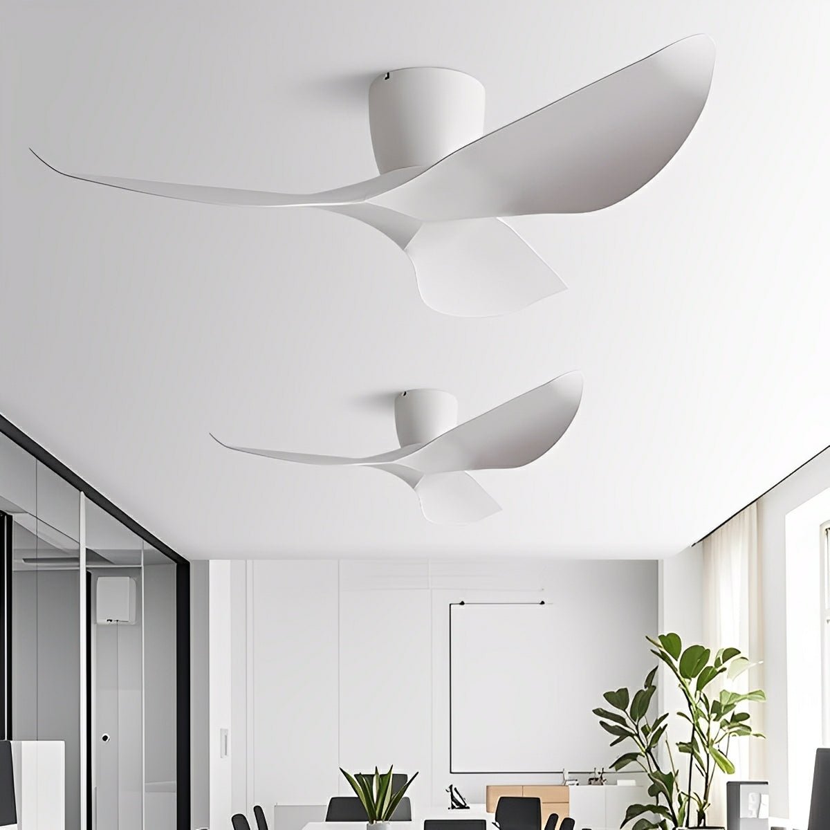 Modern 6-Speed DC Motor Ceiling Fan Reversible LED Bedroom Dining Room — 38 to 52 Inch White Black Walnut — product view 7