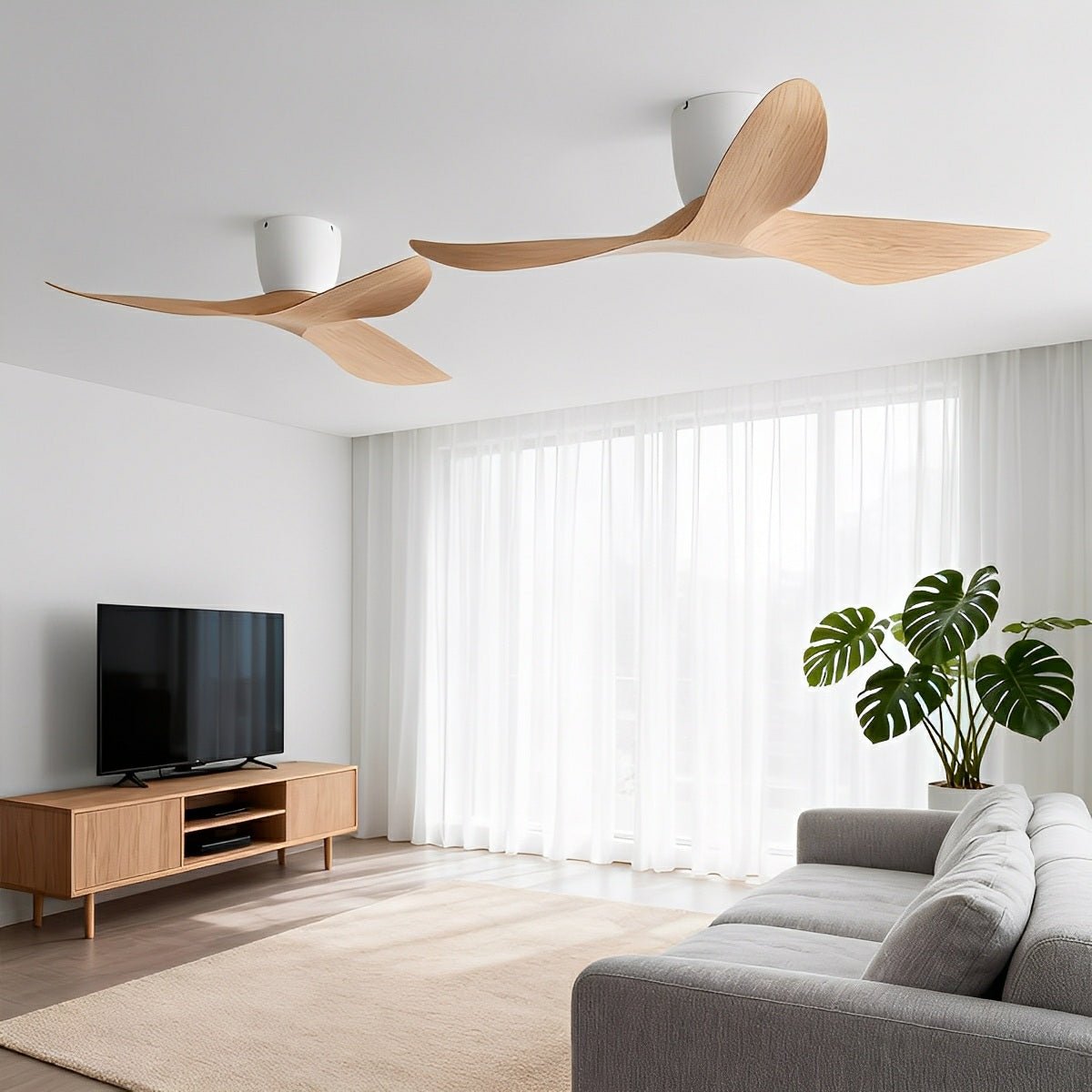 Modern 6-Speed DC Motor Ceiling Fan Reversible LED Bedroom Dining Room — 38 to 52 Inch White Black Walnut — product view 6