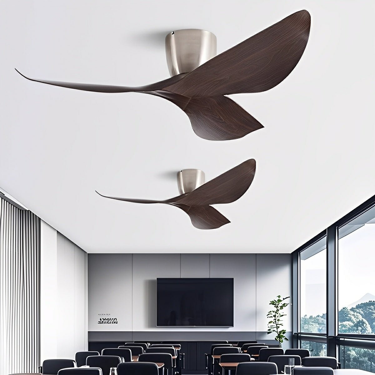 Modern 6-Speed DC Motor Ceiling Fan Reversible LED Bedroom Dining Room — 38 to 52 Inch White Black Walnut — product view 3