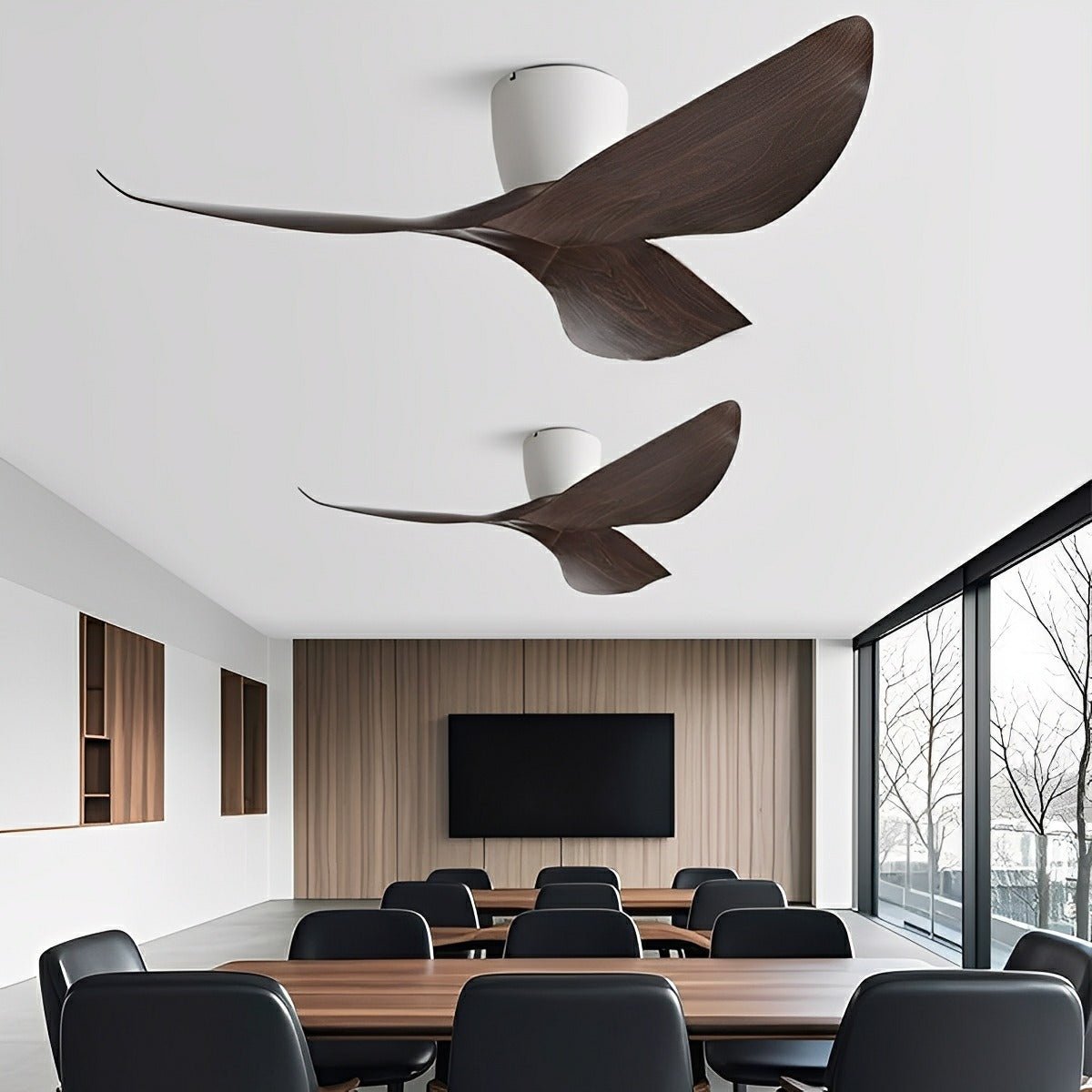 Modern 6-Speed DC Motor Ceiling Fan Reversible LED Bedroom Dining Room — 38 to 52 Inch White Black Walnut — product view 2