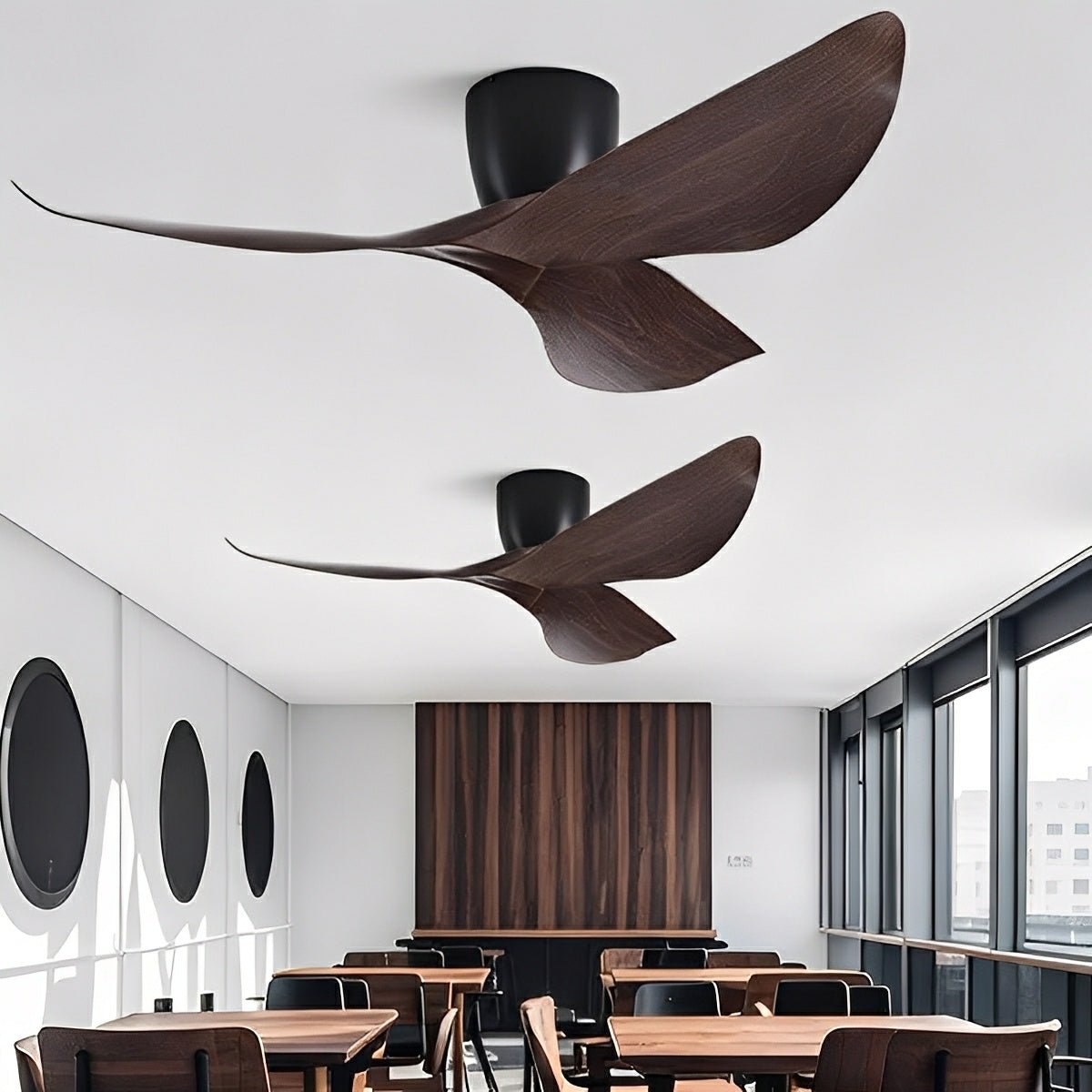 Modern 6-Speed DC Motor Ceiling Fan Reversible LED Bedroom Dining Room — 38 to 52 Inch White Black Walnut — product view 4