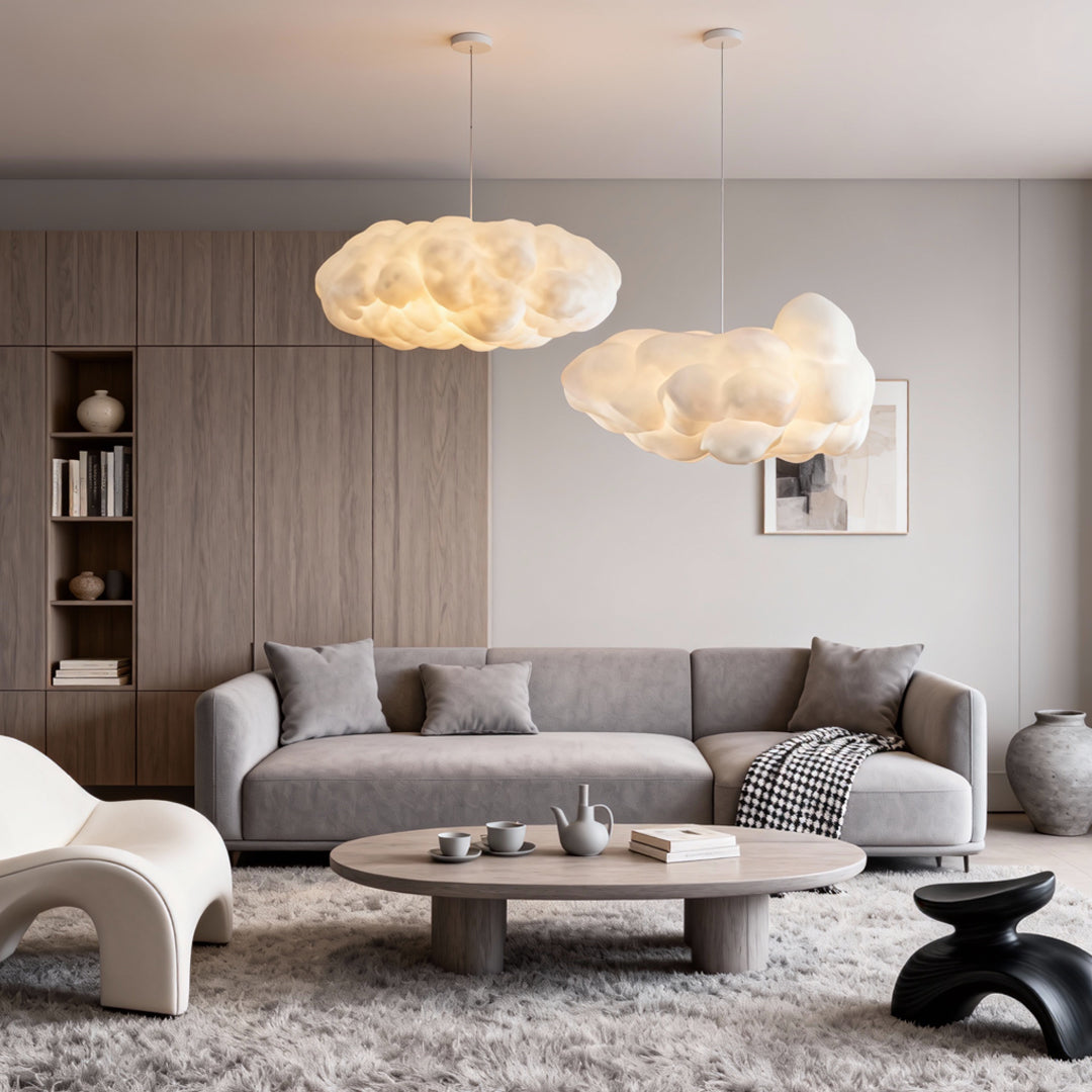Cloud Pendant Light Modern 3D Design Fabric LED Ceiling Bedroom Living Room — Single to Sets of 8 — product view 2