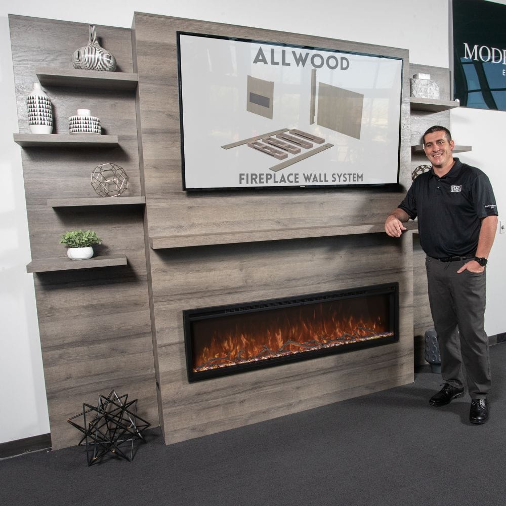 Modern Flames Allwood Fireplace Wall System for Spectrum Slimline 60" Electric Fireplace — product view 7