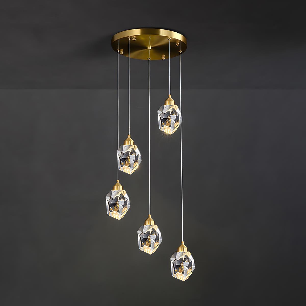 Modern Luxury Dimmable Brass Crystal Pendant Lights — product view 6