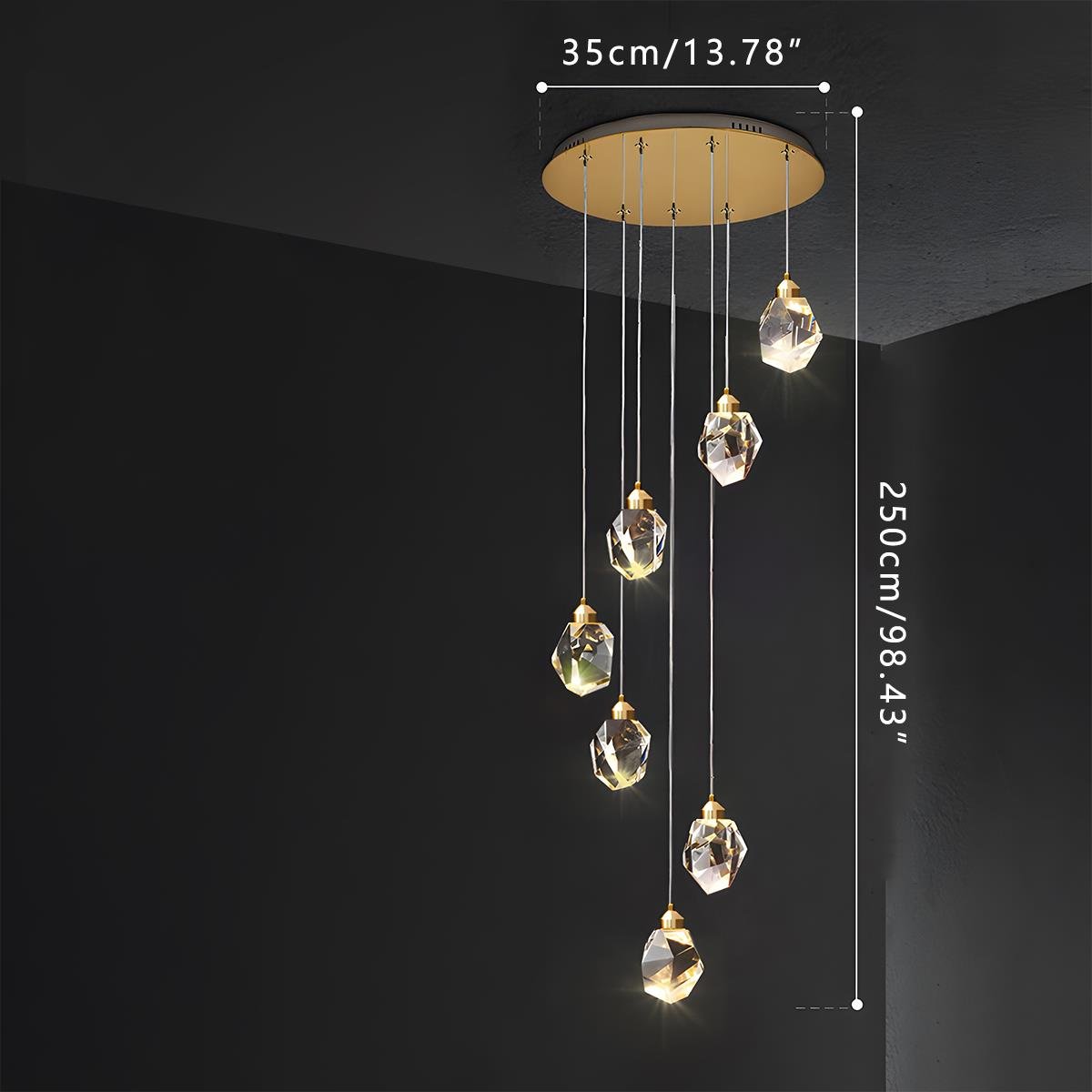 Modern Luxury Dimmable Brass Crystal Pendant Lights — product view 7