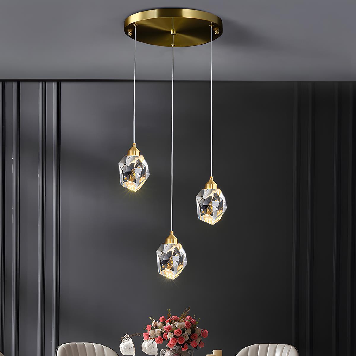 Modern Luxury Dimmable Brass Crystal Pendant Lights — product view 3