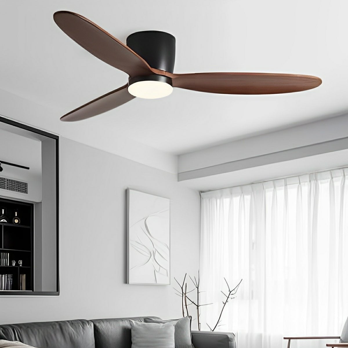 Modern Wood Grain Reverse 6-Speed Inverter Ceiling Fan Light — product view 5