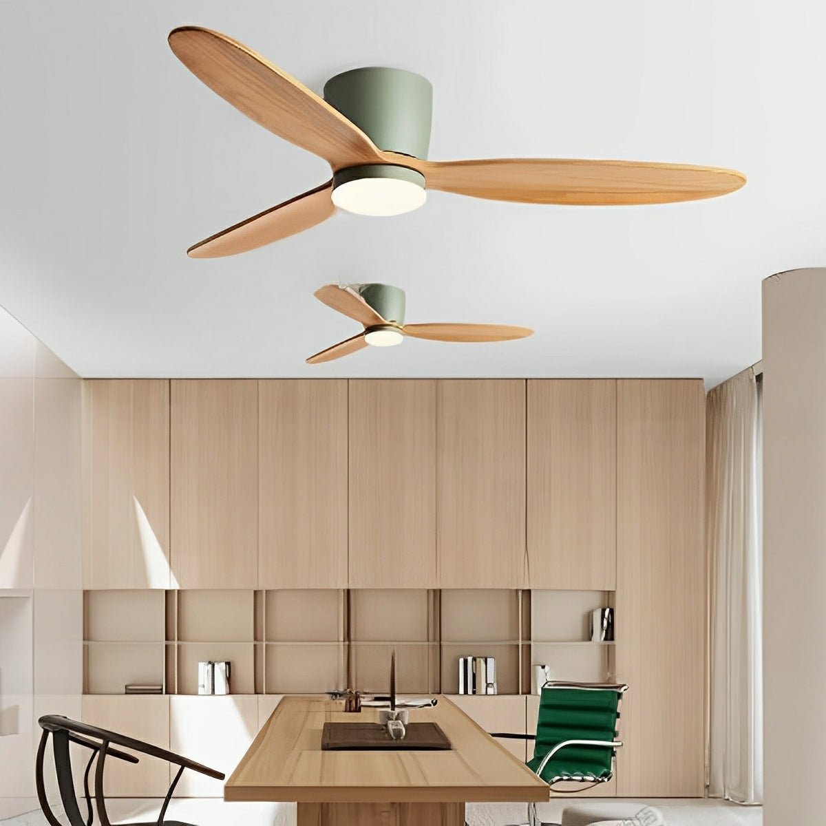 Modern Wood Grain Reverse 6-Speed Inverter Ceiling Fan Light — product view 3