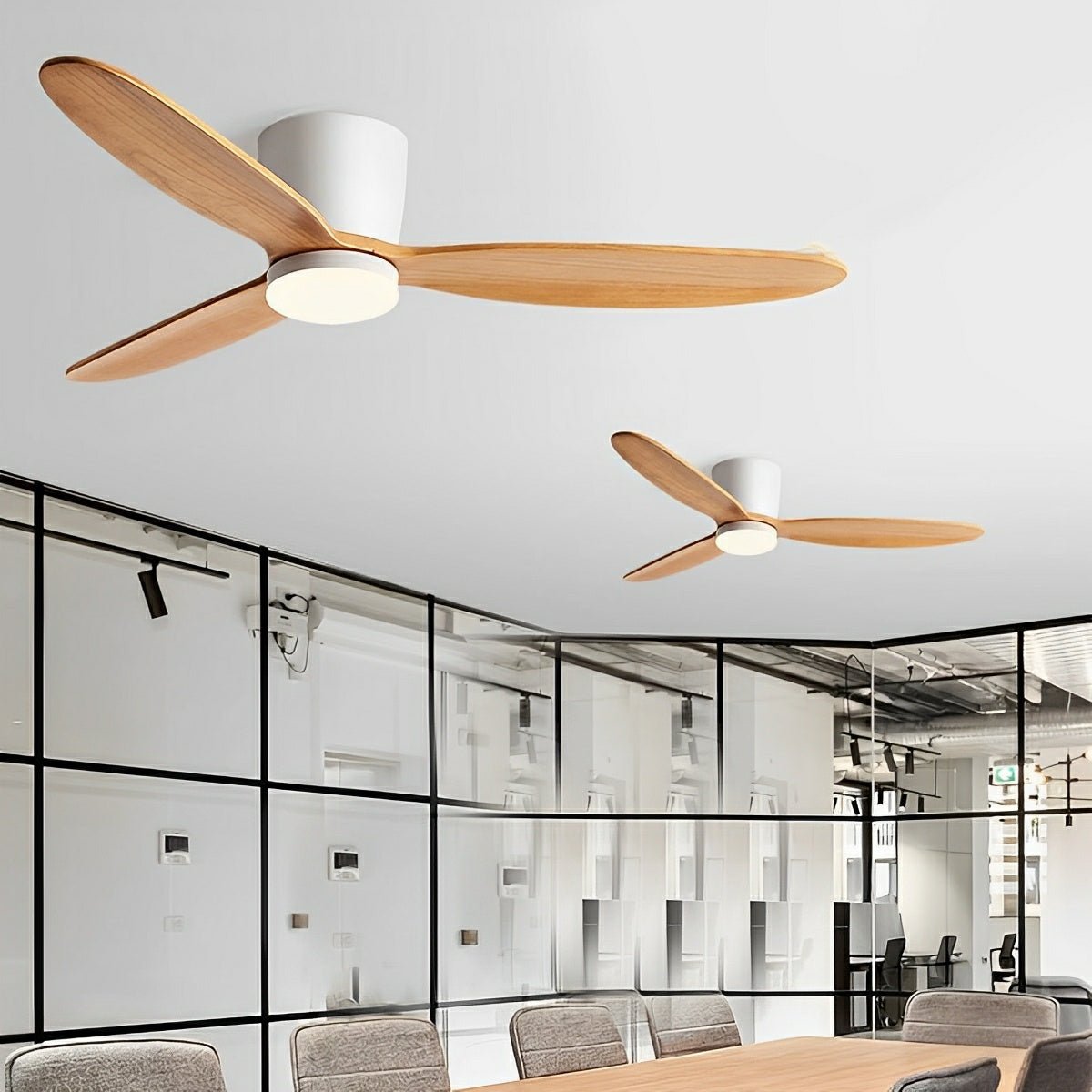 Modern Wood Grain Reverse 6-Speed Inverter Ceiling Fan Light — product view 1