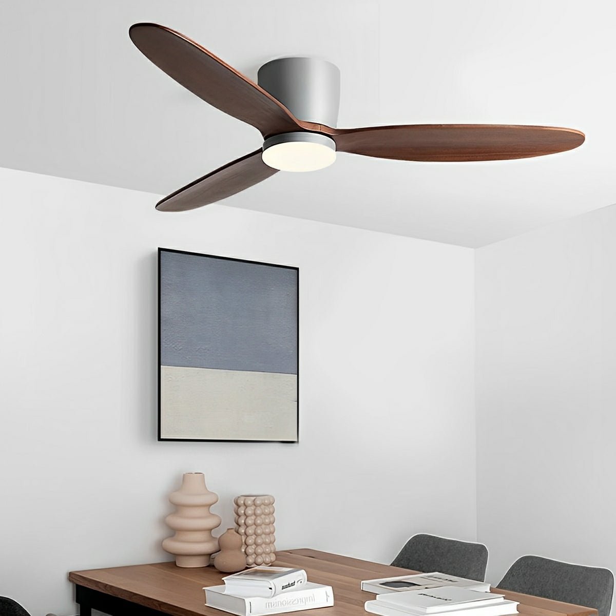 Modern Wood Grain Reverse 6-Speed Inverter Ceiling Fan Light — product view 4