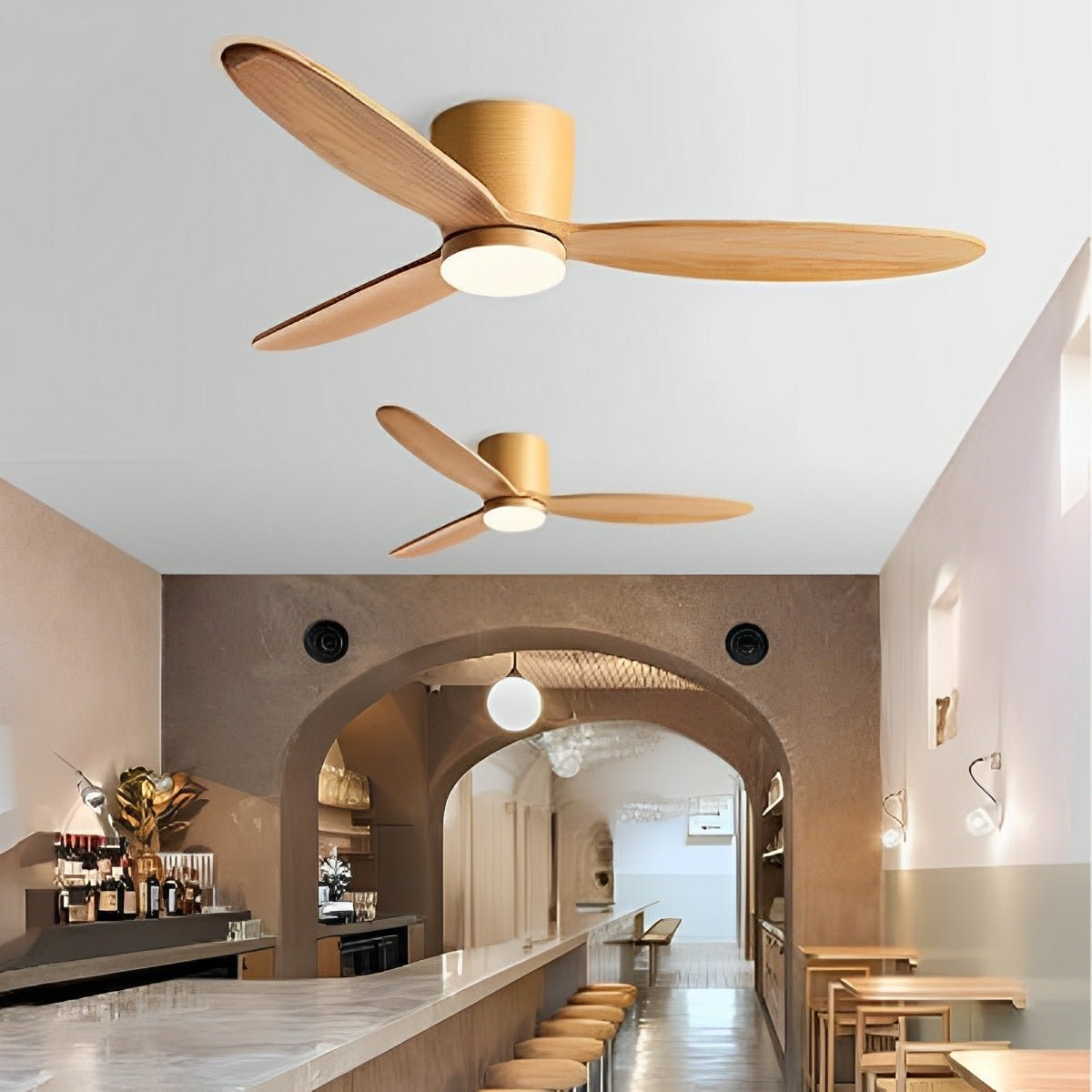 Modern Wood Grain Reverse 6-Speed Inverter Ceiling Fan Light — product view 6