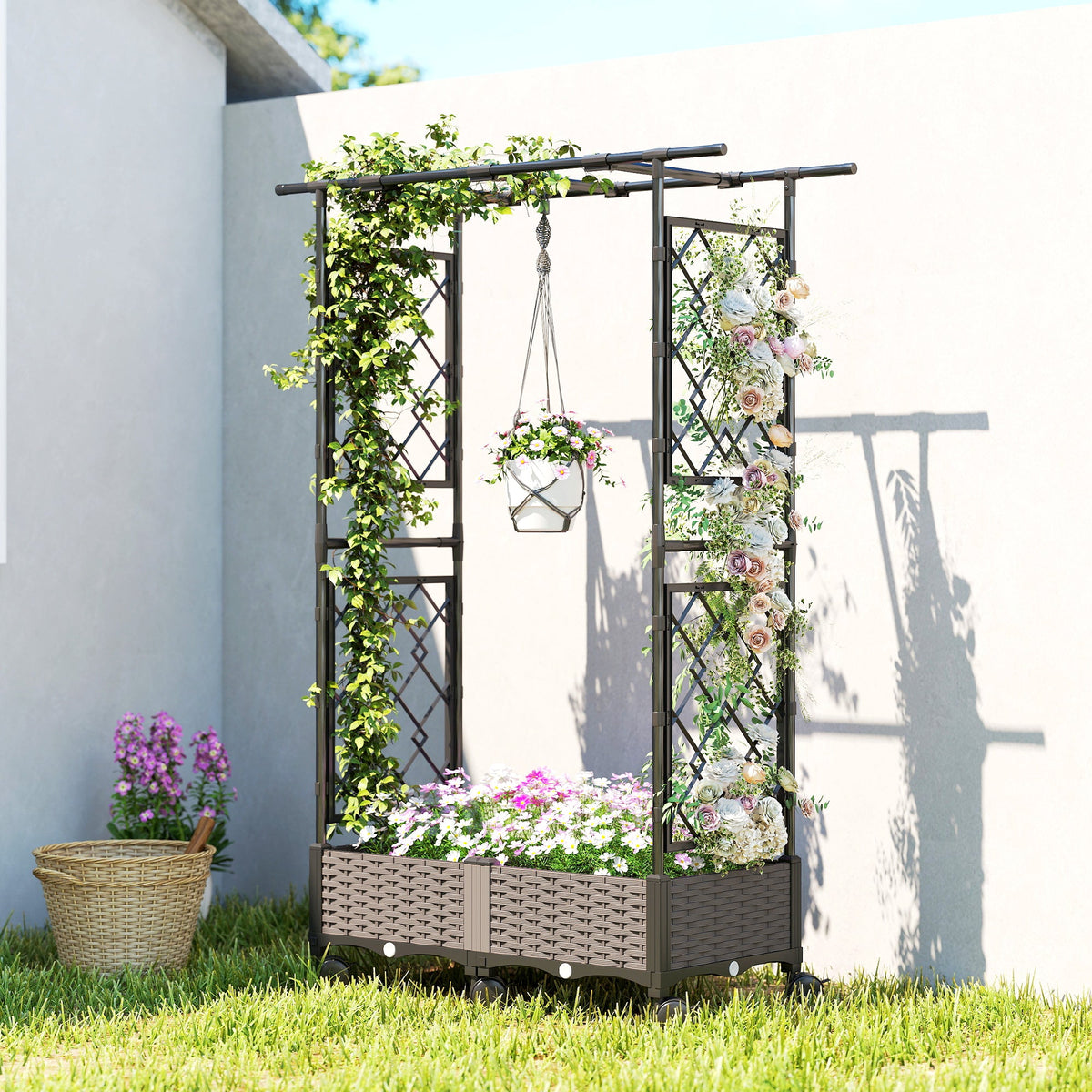 Raised Garden Bed with Arch Trellis, Wheels and Self-Watering Design — product view 4
