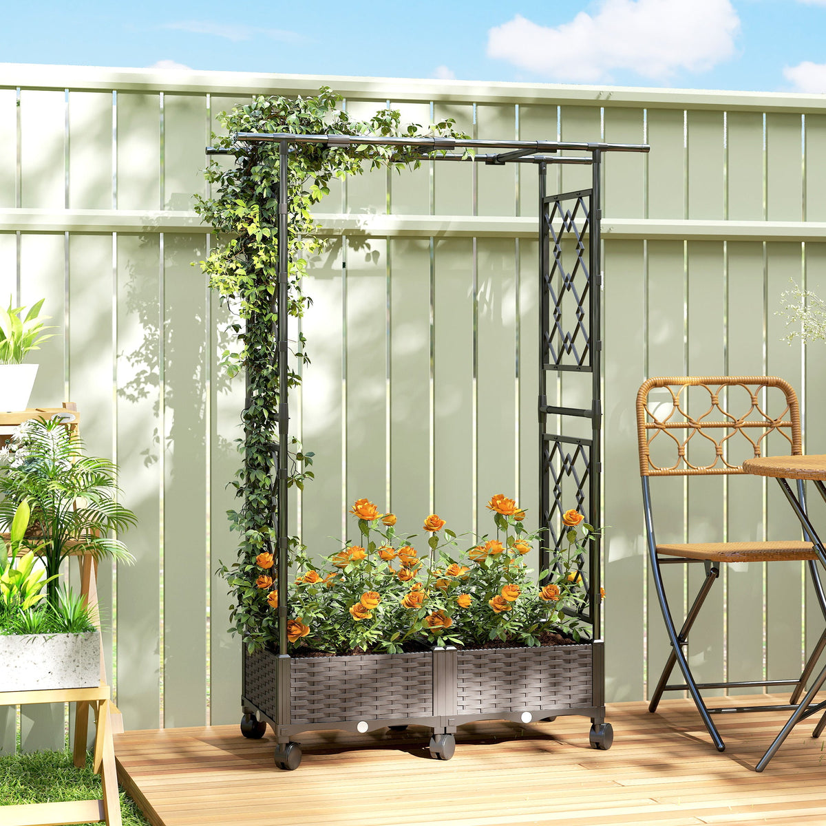 Raised Garden Bed with Arch Trellis, Wheels and Self-Watering Design — product view 3
