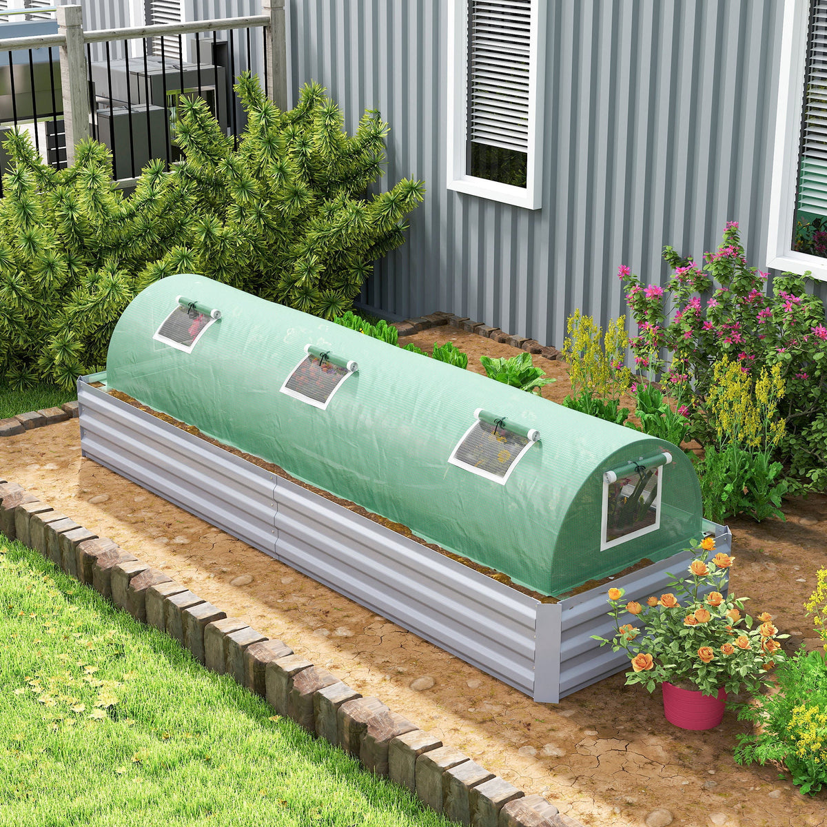 10' x 3' x 2' Portable Mini Greenhouse with 5 Mesh Windows, Green — product view 3