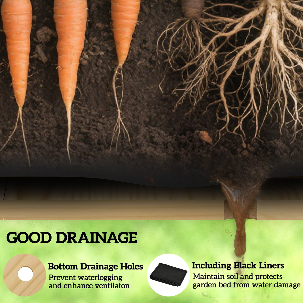 34" x 18" x 30" Wooden Raised Garden Bed with Shelf, Carbonized — product view 7