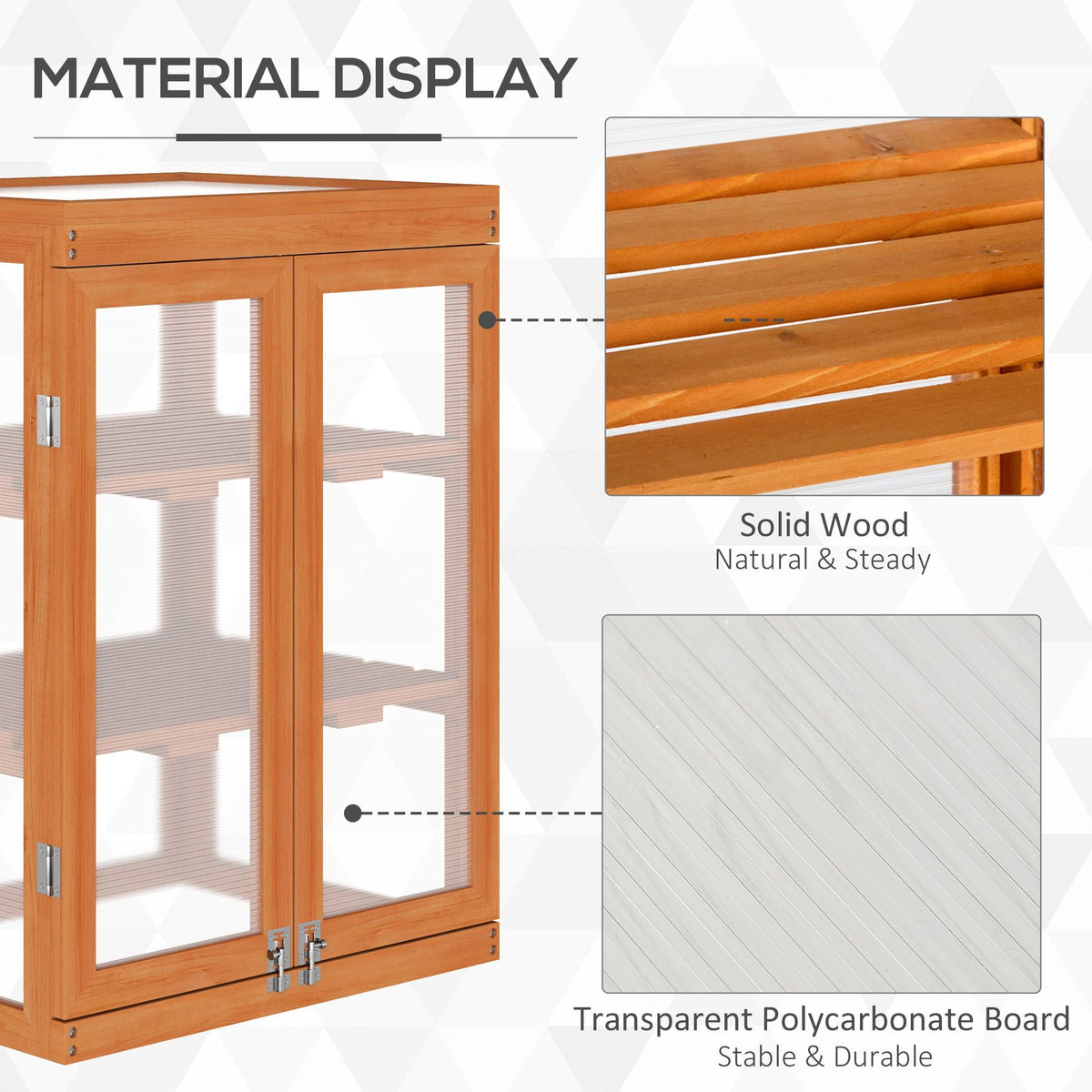 Wooden 2 Tier Cold Frame Greenhouse with Polycarbonate Panels, Orange — product view 6