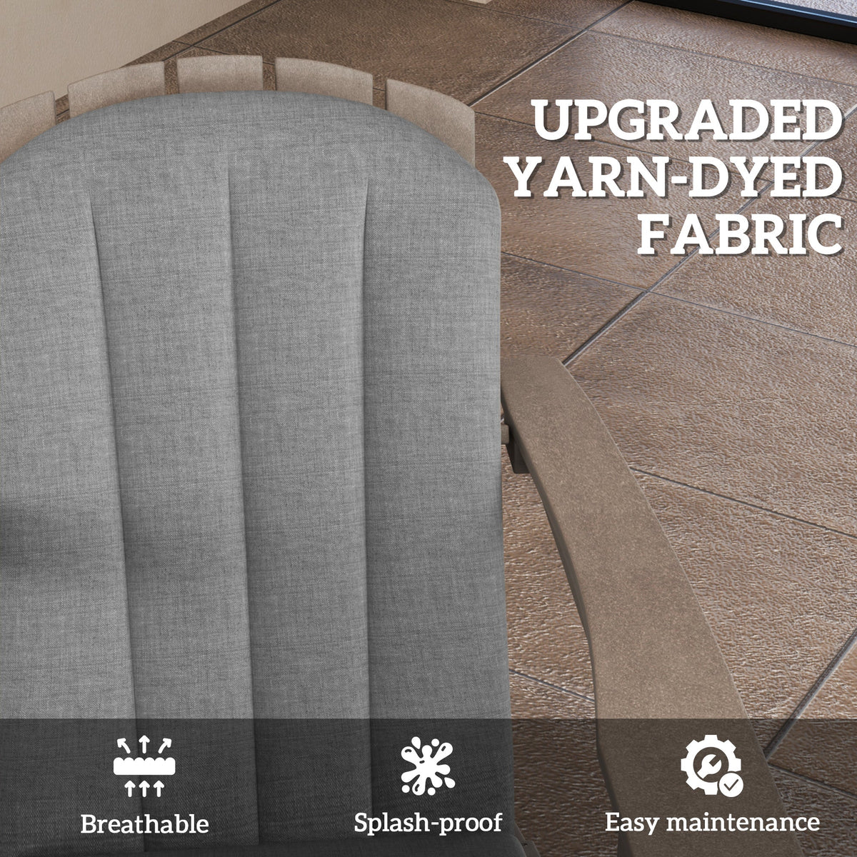 4-Piece Adirondack Chair Cushions, 49" x 20" x 2", Gray — product view 7