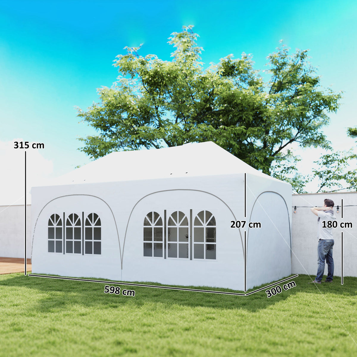 3 x 6m Pop Up Gazebo with Sides, Sandbags & Windows, Light Grey/White — product view 5