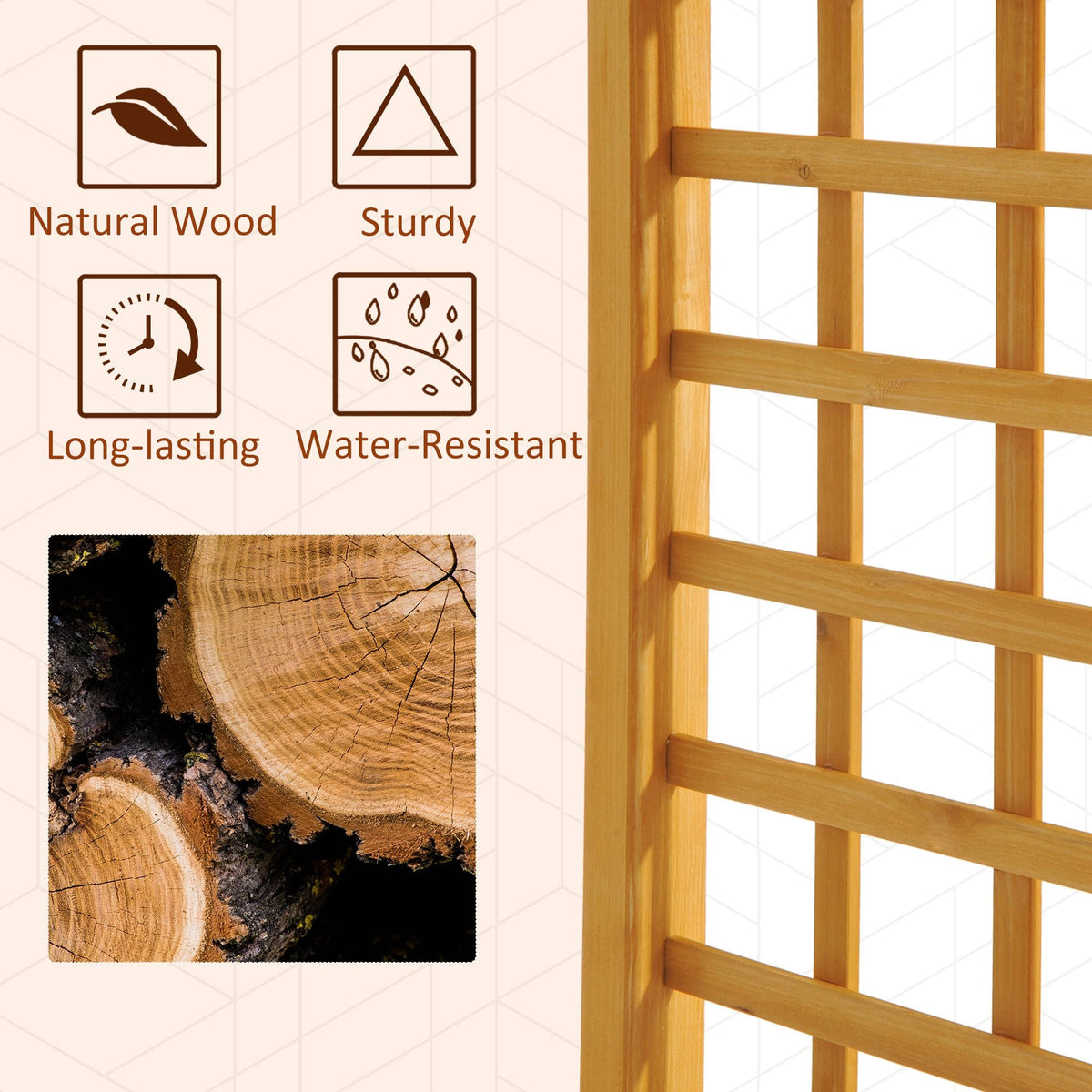 90in Wooden Garden Arbor with Trellis Wall for Climbing Plants, Wedding & Backyard Decor — product view 7