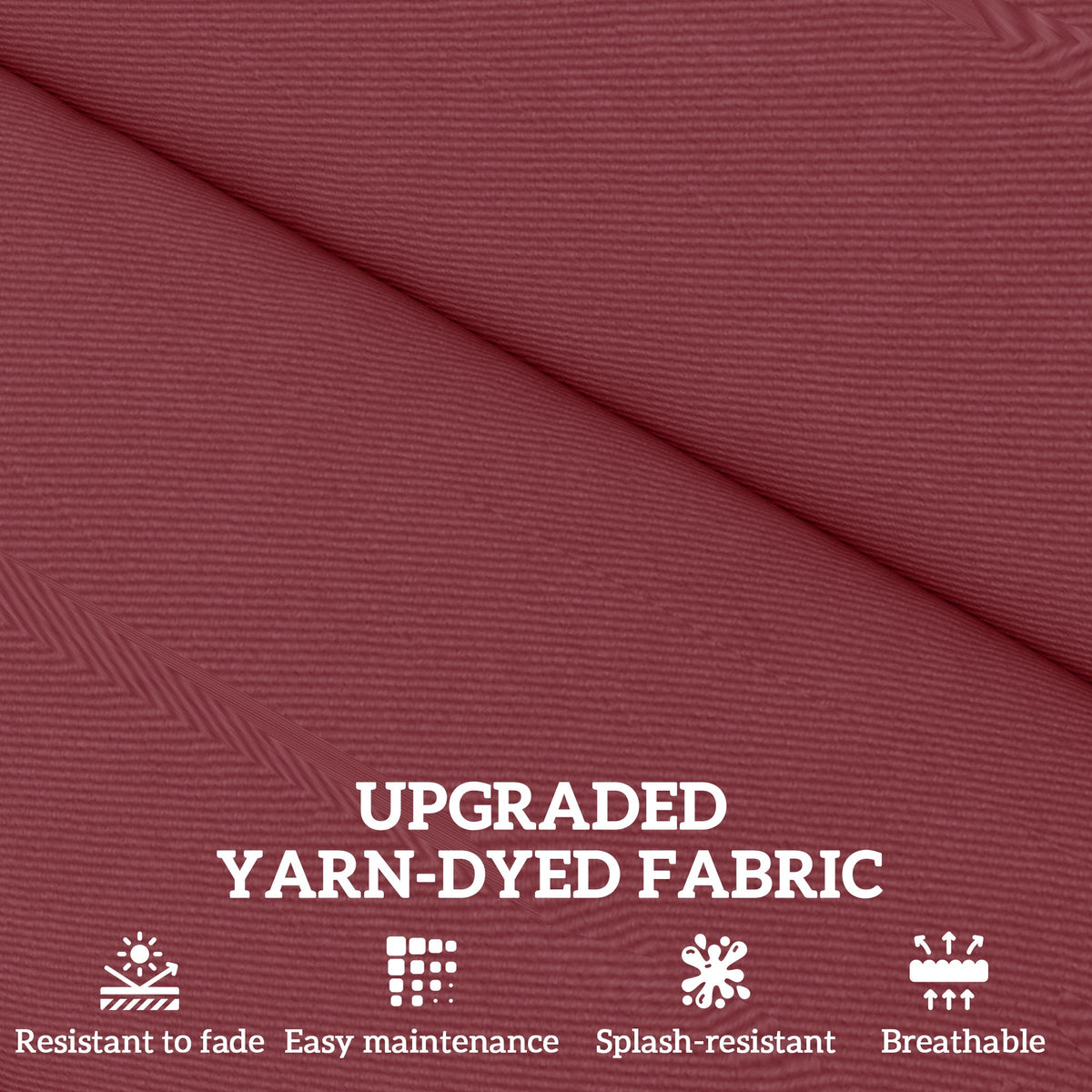 2pc Patio Chair Cushion Set with Ties for Indoor or Outdoor, Wine Red — product view 6