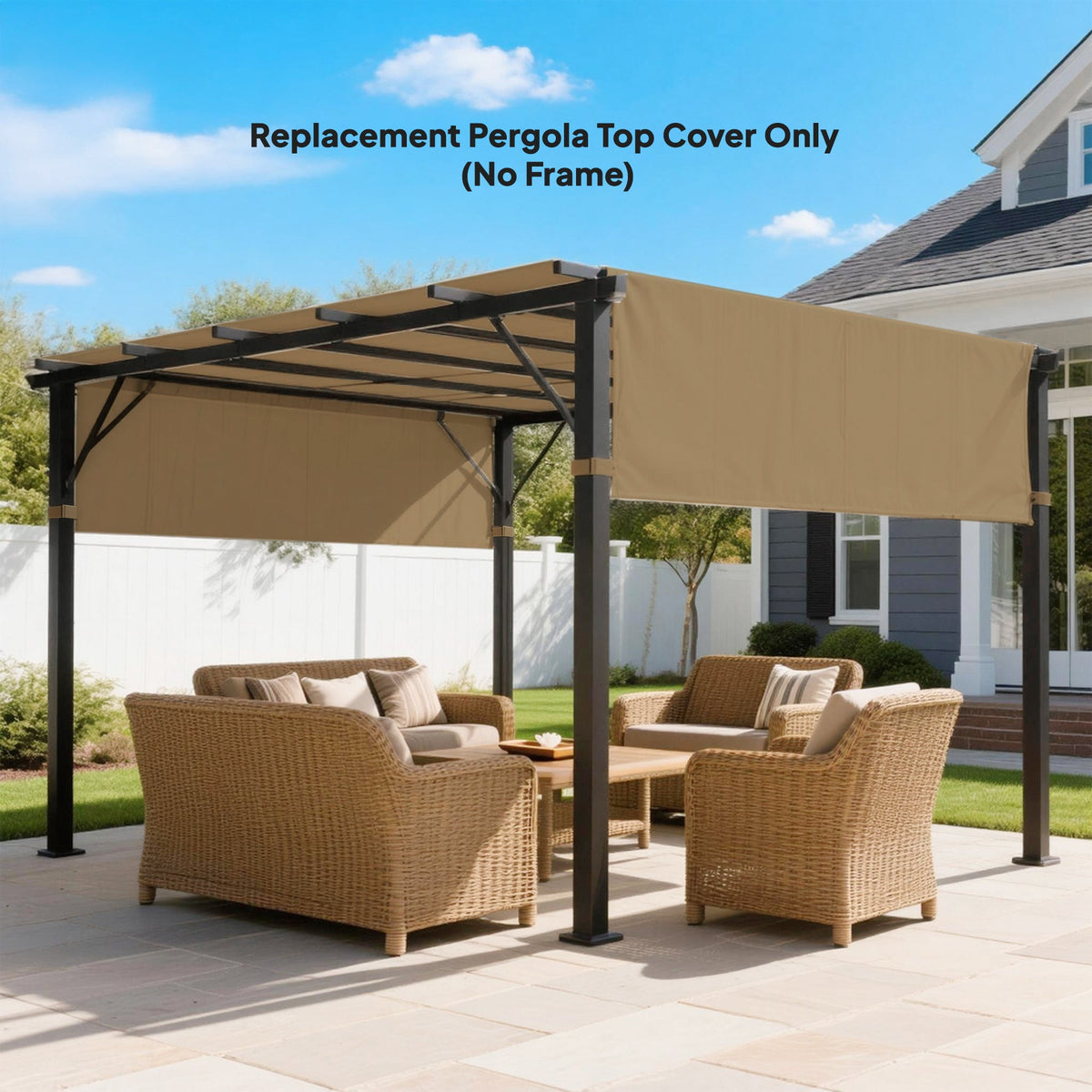 2 Pcs 16 x 4ft Pergola Canopy Replacement Cover for 10 x 10ft Pergola, Sand — product view 3