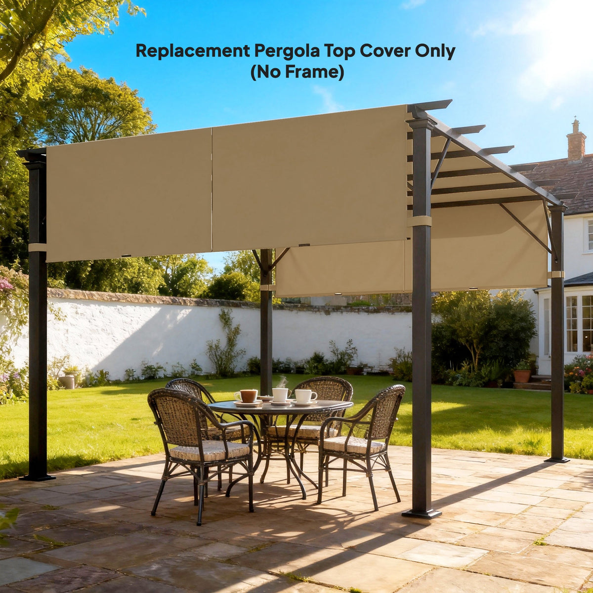 2 Pcs 16 x 4ft Pergola Canopy Replacement Cover for 10 x 10ft Pergola, Sand — product view 4