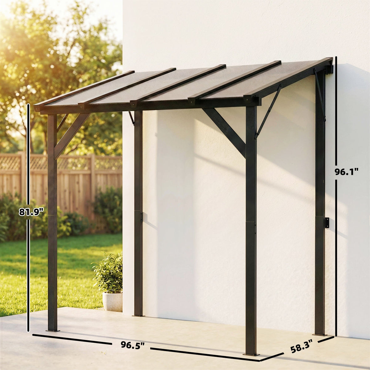8' x 5' Hardtop Grill Gazebo with Polycarbonate Roof and Steel Frame, Wall-Mounted — product view 5