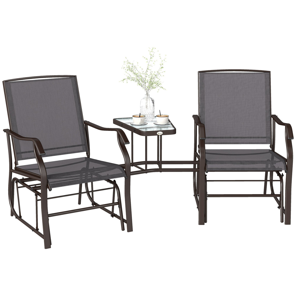 Outdoor Glider Chairs with Coffee Table for Backyard, Garden and Porch, Gray — product view 1