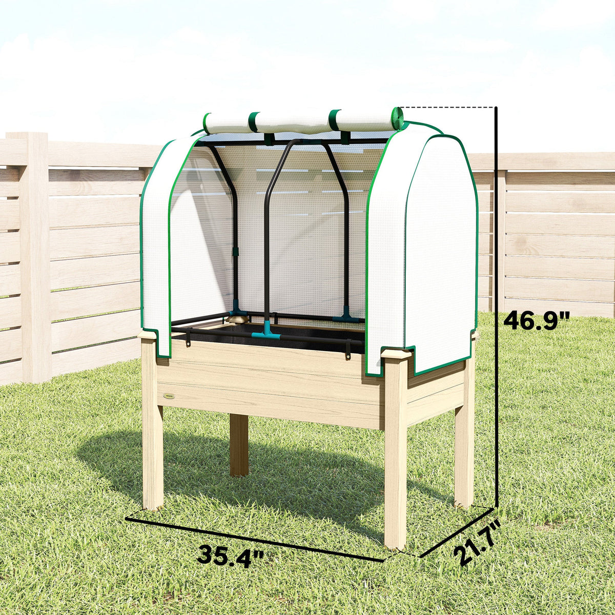 35" x 22" x 47" Raised Garden Bed with PE Cover, Natural — product view 5