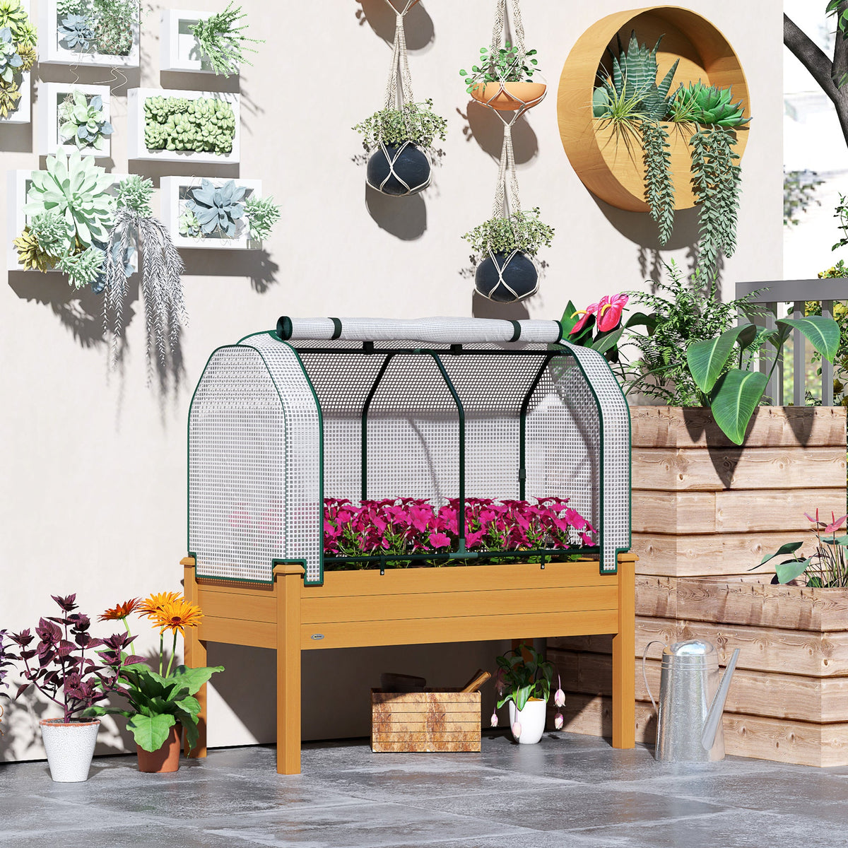 48" x 22" x 46" Raised Garden Bed with PE Cover, Sand — product view 4