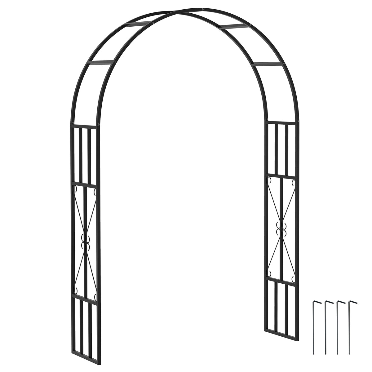 7.3ft Steel Garden Arch Trellis for Climbing Plants Roses Wisteria Vines, Black — product view 1