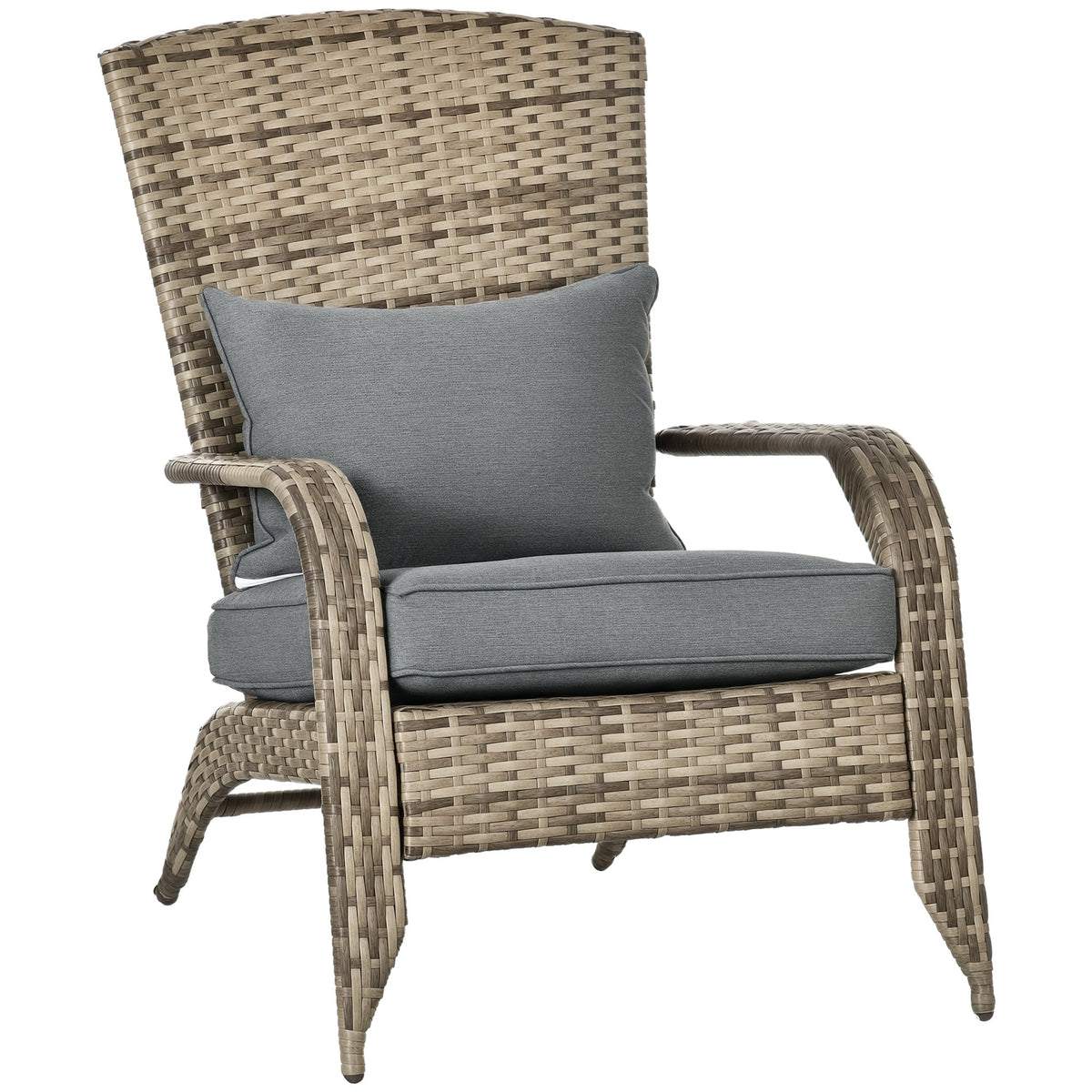 Patio Wicker Adirondack Chair with Soft Cushions, Mixed Grey — product view 1