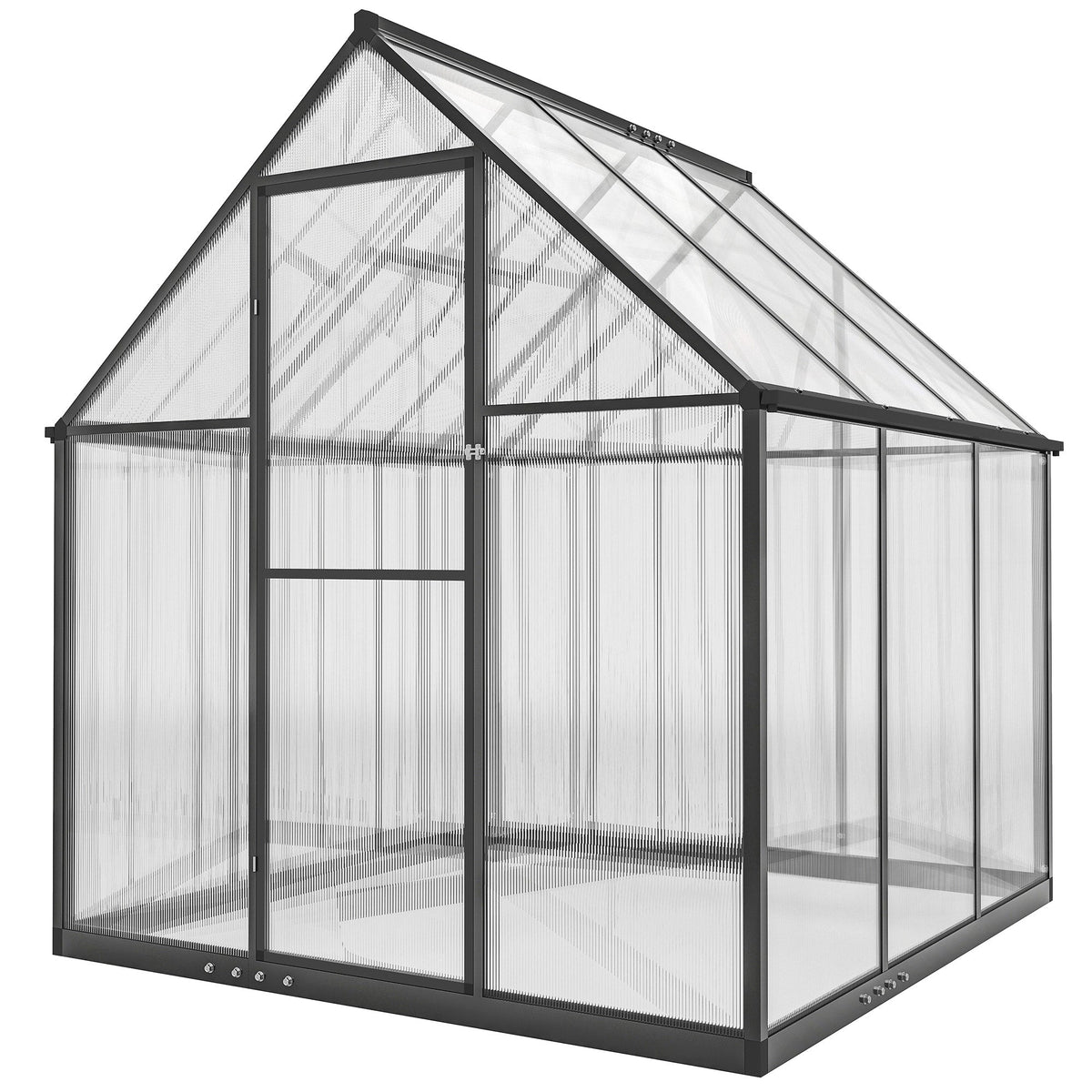 6 x 6.5ft Polycarbonate Greenhouse with Swing Door & Window, Black — product view 2
