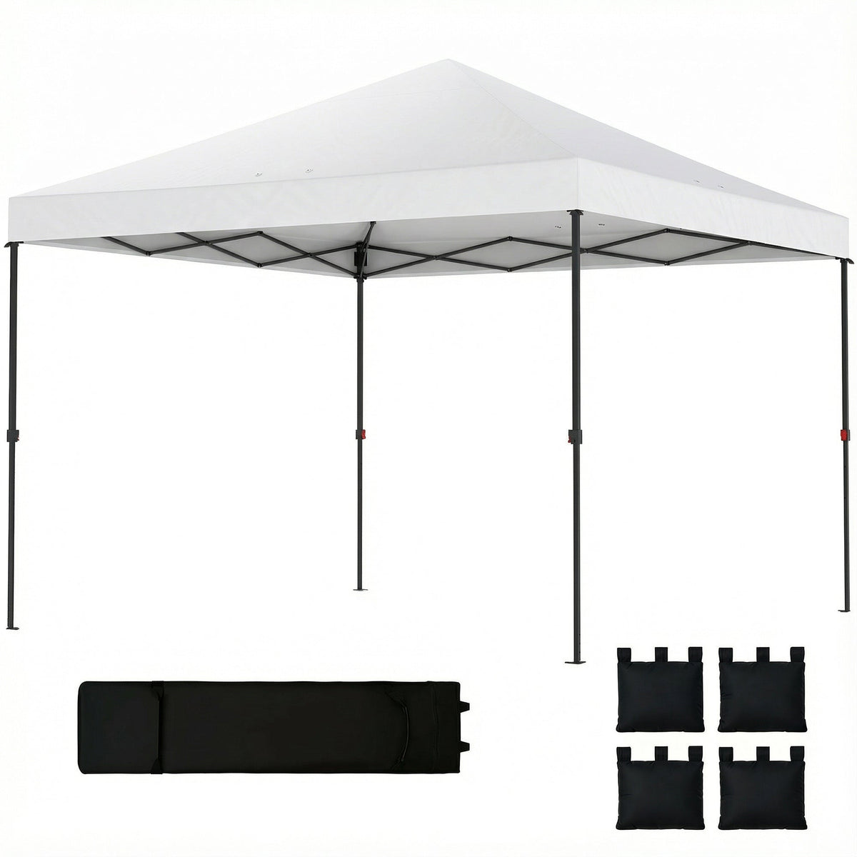 10' x 10' Pop Up Canopy Tent with Wheeled Carry Bag, White — product view 2