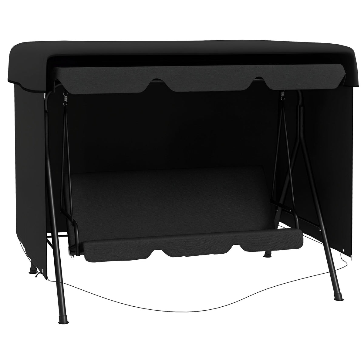 85" x 61" x 59" 3-Seater Patio Swing Cover, Black — product view 1