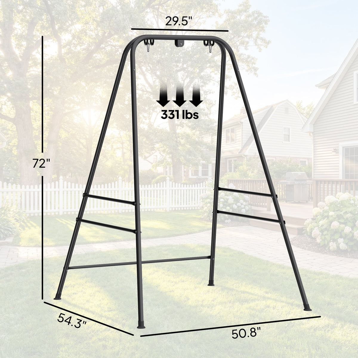 Hammock Chair Stand with Anti-Slip Pads and 2 Carabiners, Black — product view 5