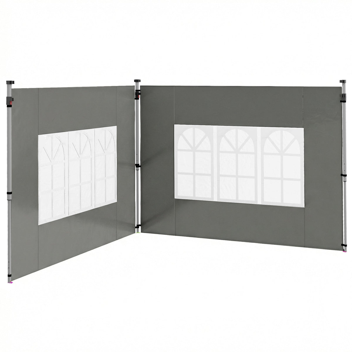 2 Pack Gazebo Side Panels with Window for 3 x 3 m Pop Up Gazebo, Dark Grey — product view 2