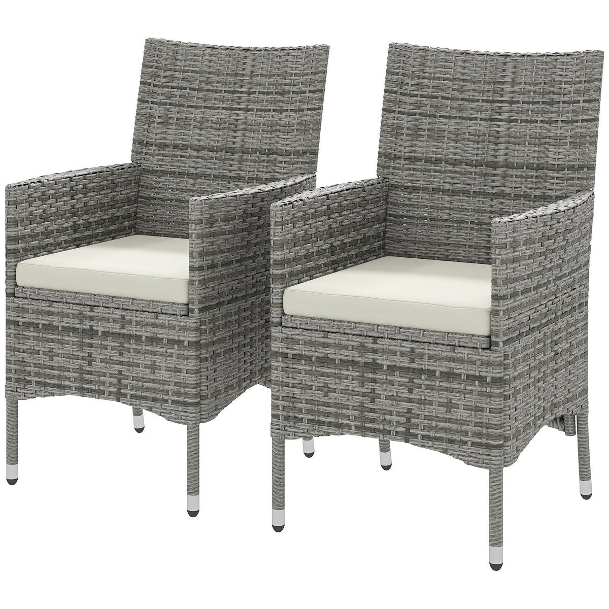 2 Piece PE Rattan Dining Chair Set with Cushions & High Back, Mixed Grey — product view 2
