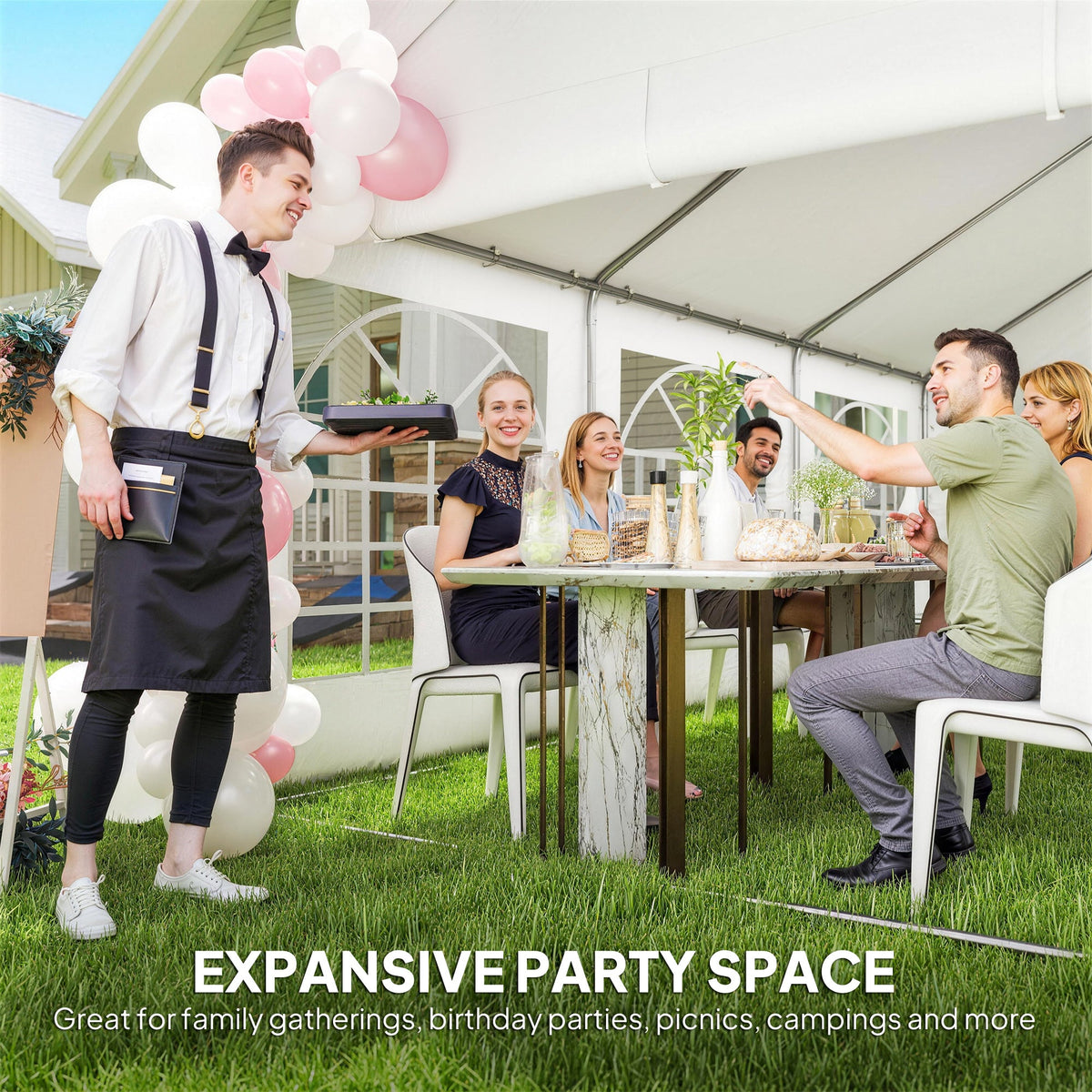 4 x 6 m Gazebo with 4 Removable Sidewalls, White — product view 6