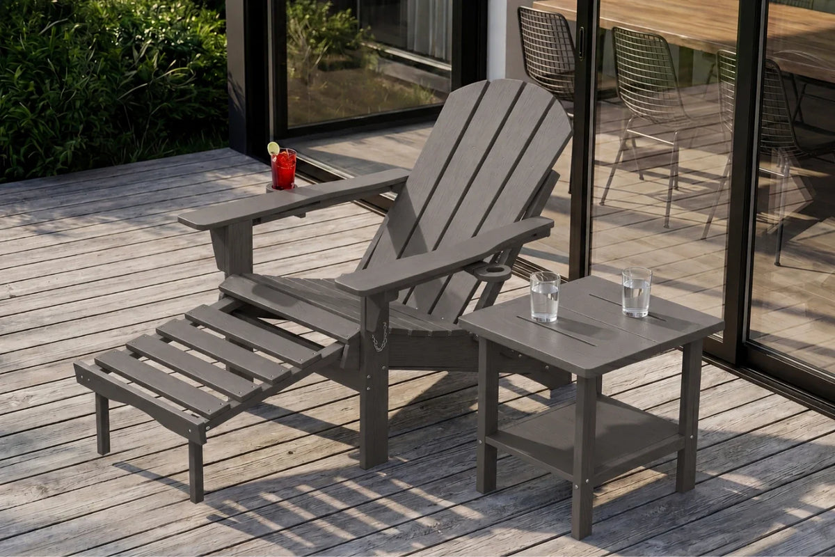 HDPE Reclining Adirondack Chair with Footrest — product view 2