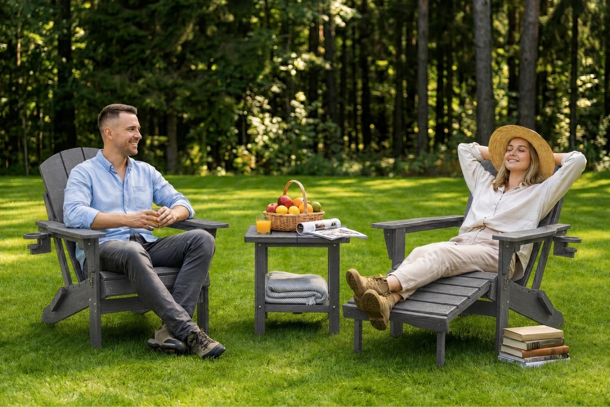 HDPE Reclining Adirondack Chair with Footrest — product view 3